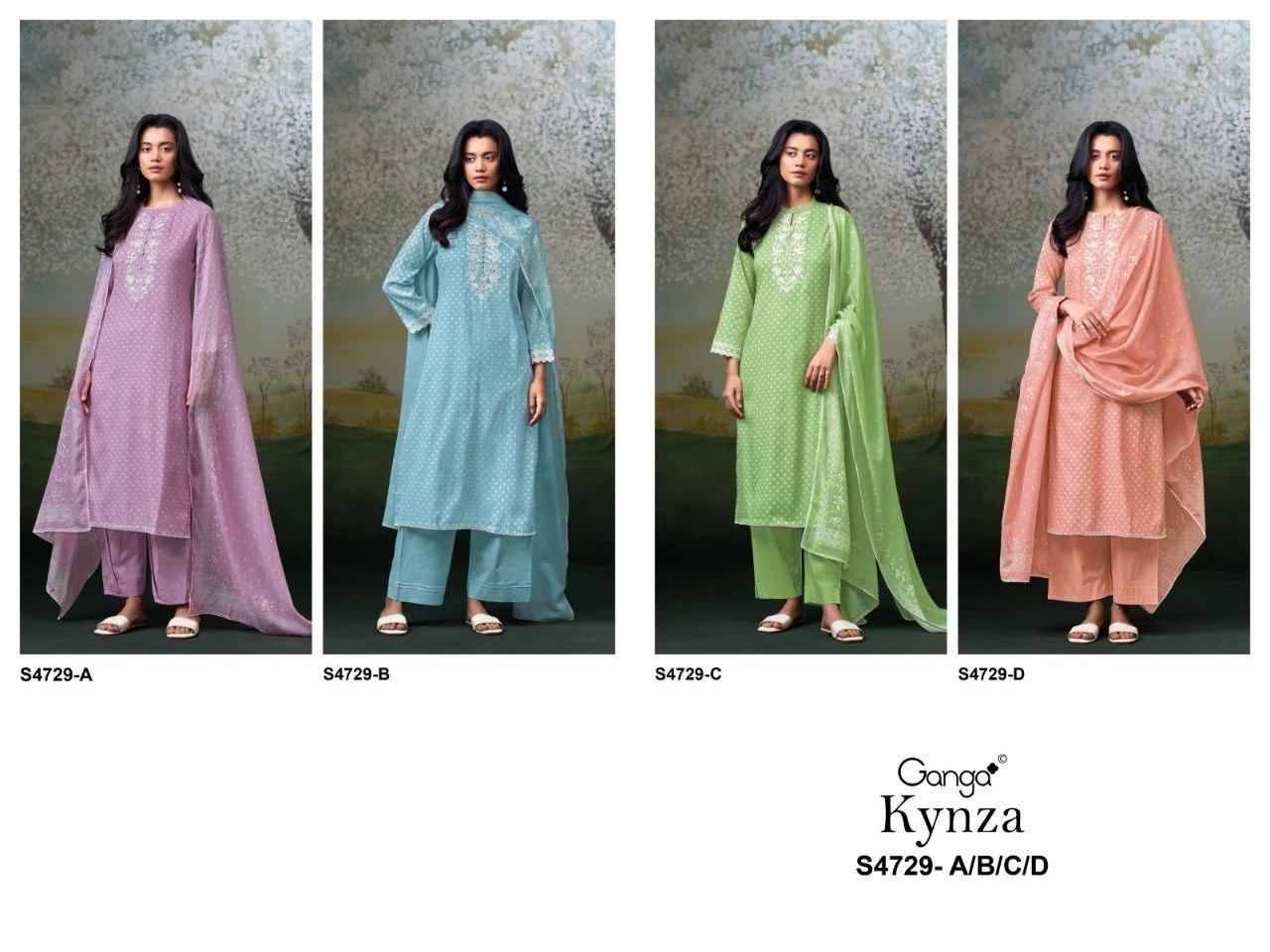 KYNZA 4729 Series By Ganga Fashion Beautiful Festive Suits Stylish Colorful Fancy Casual Wear & Ethnic Wear PURE BEMBERG MUL Dresses At Wholesale Price